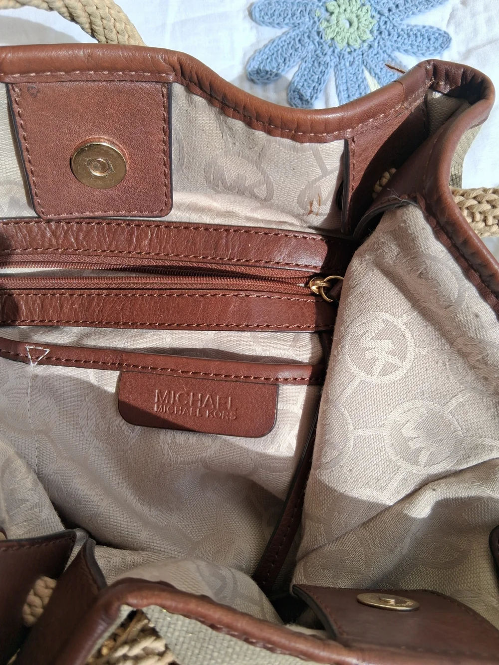 Michael Kors Metallic Tote Bag with Rope Handles